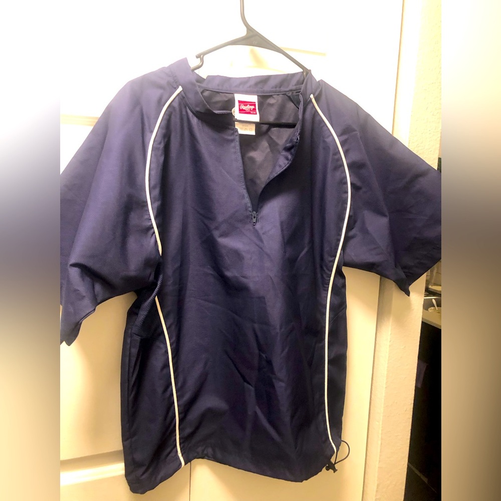 Rawlings Mens Dark Purple 1/4 Zip Baseball Pullover Wind Shirt Jacket Size Large